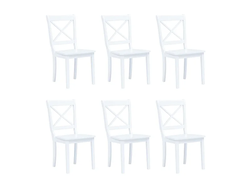 Chaises à manger lot de 6 blanc bois d'hévéa massif
