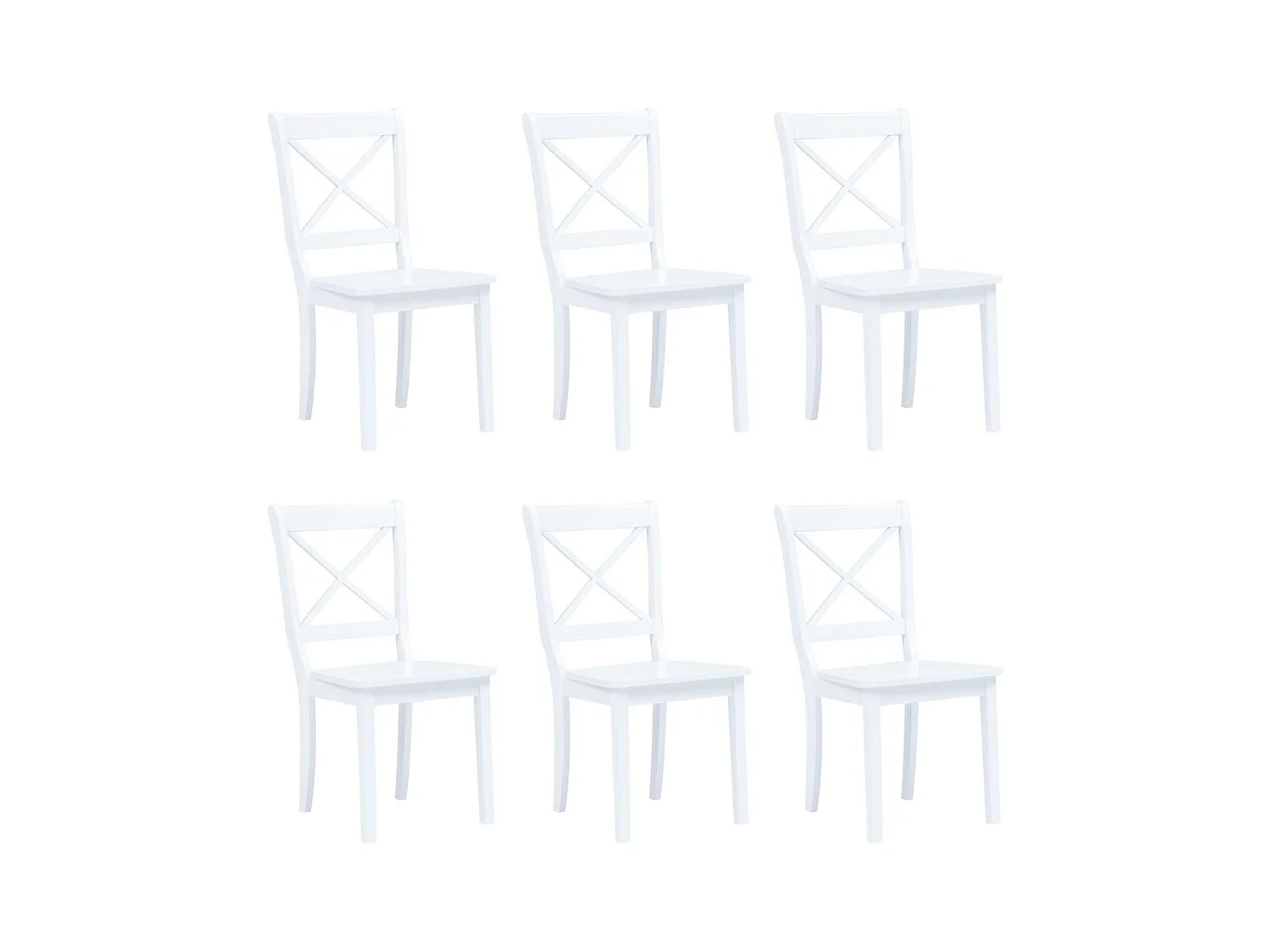 Chaises à manger lot de 6 blanc bois d'hévéa massif