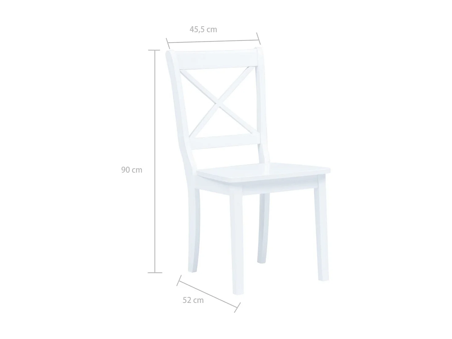 Eetkamerstoelen set van 6 wit massief rubberhout
