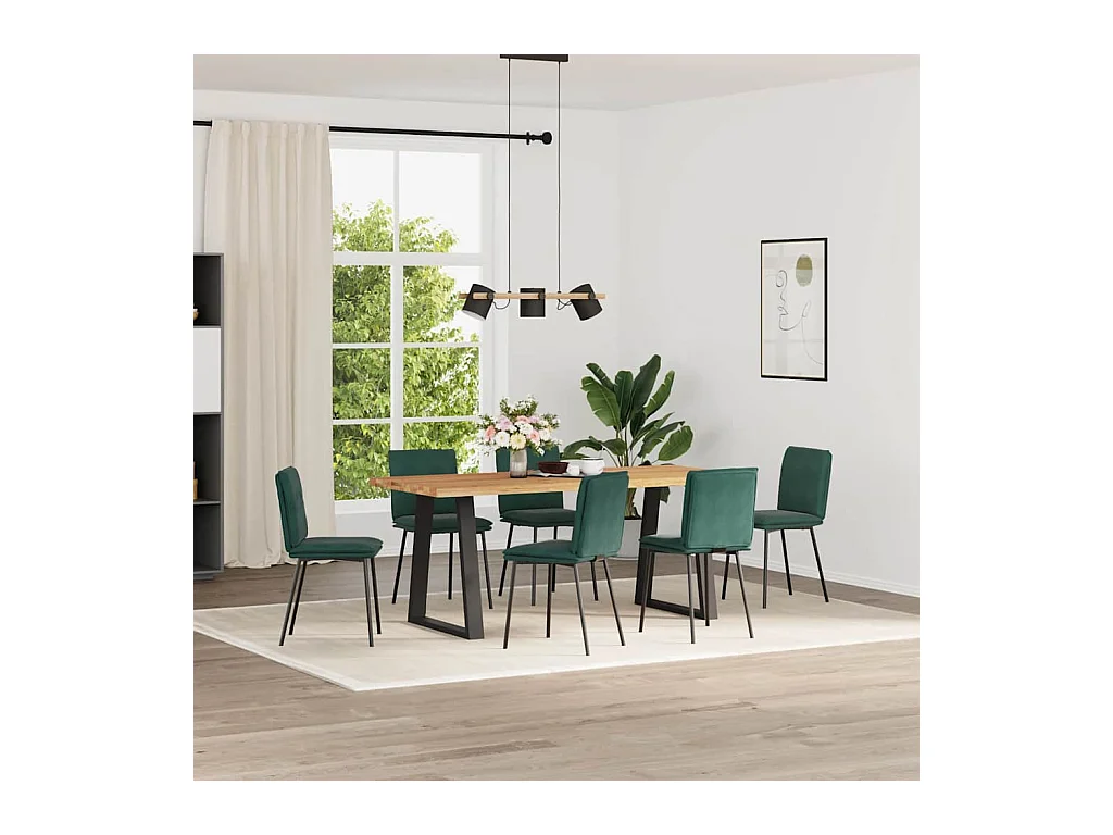 Chaises à manger lot de 6 vert foncé velours