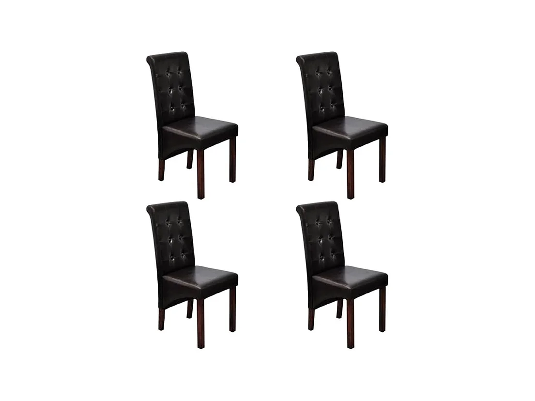 Chaises à manger lot de 4 marron similicuir