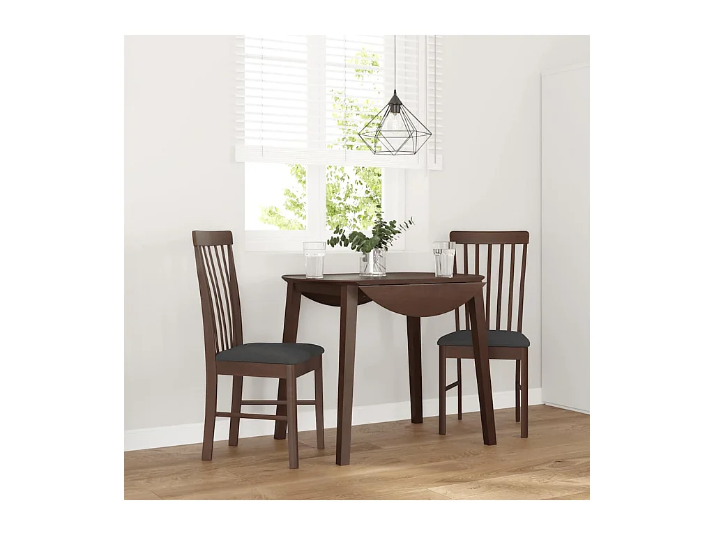 Chaises à manger coussins 2 pcs marron bois massif caoutchouc