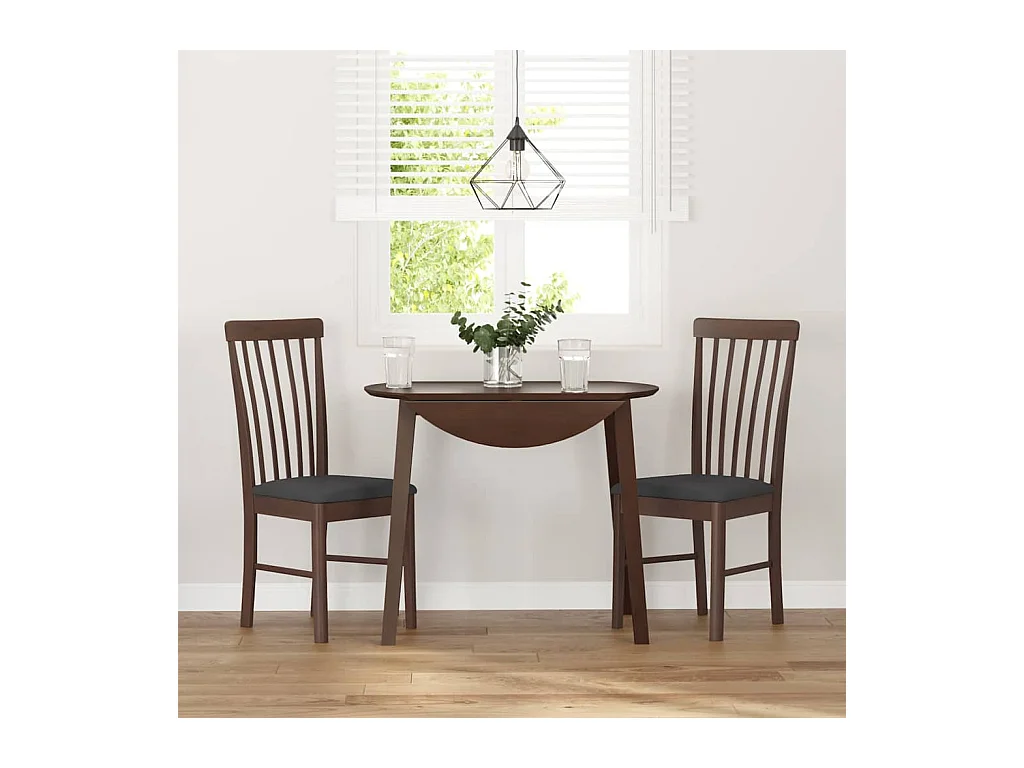 Chaises à manger coussins 2 pcs marron bois massif caoutchouc