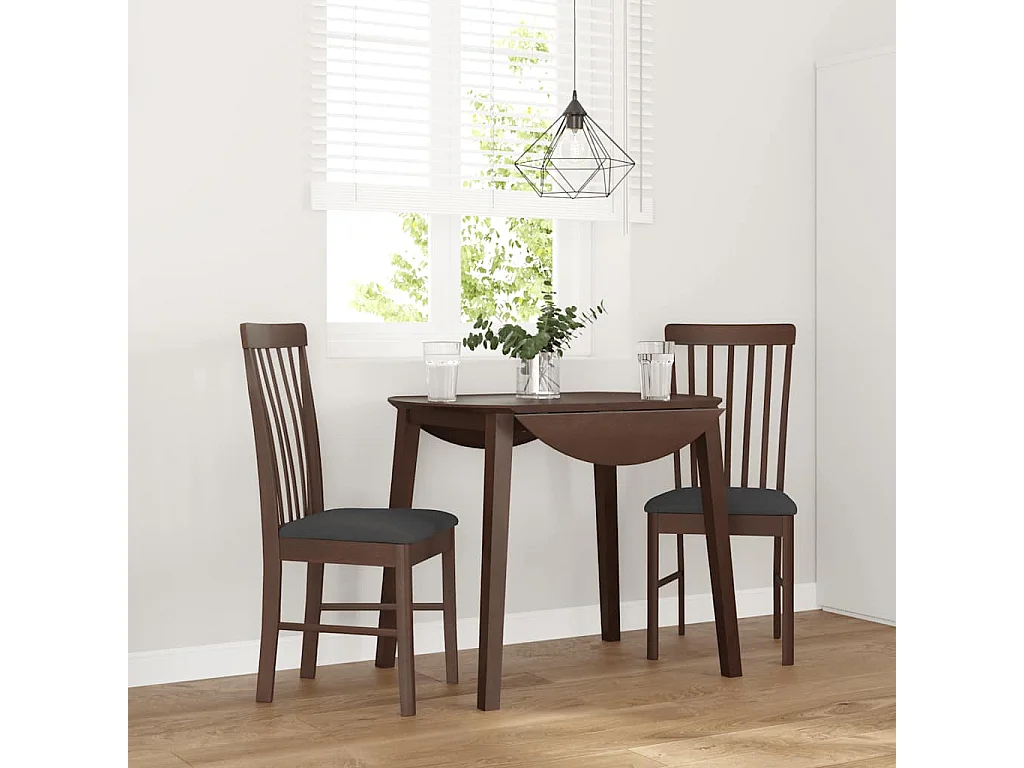 Chaises à manger coussins 2 pcs marron bois massif caoutchouc