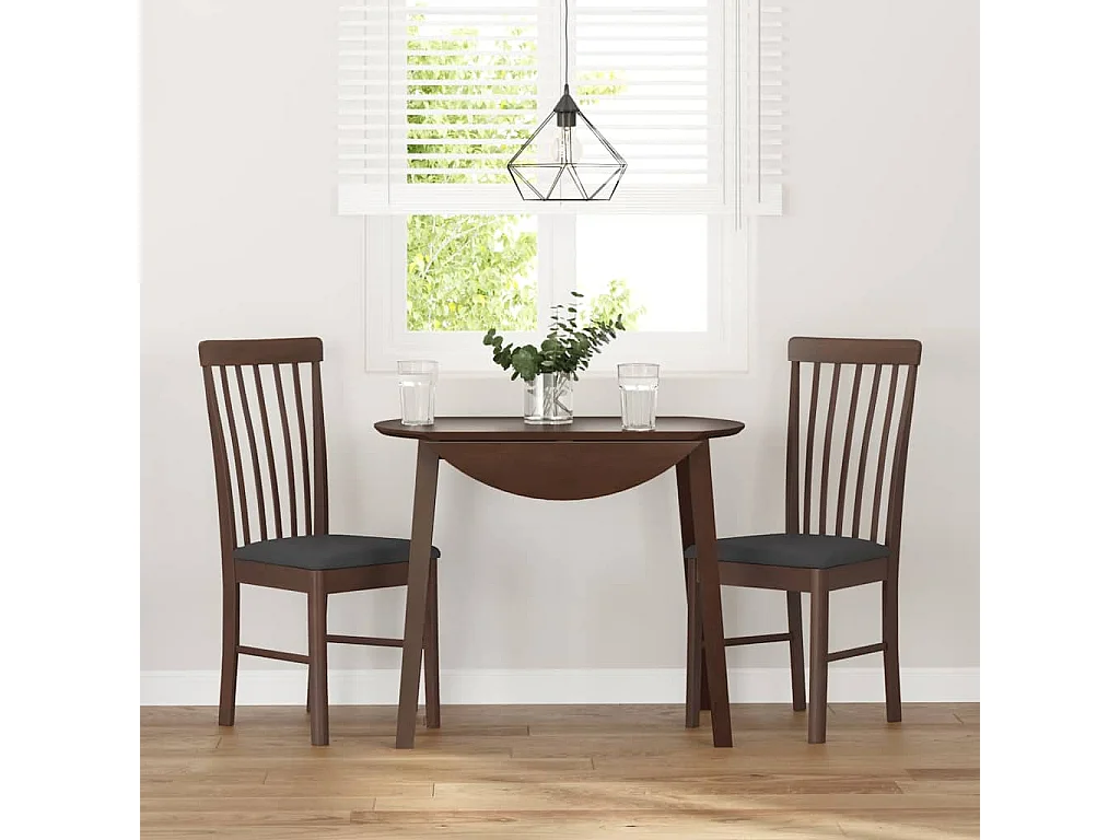 Chaises à manger coussins 2 pcs marron bois massif caoutchouc