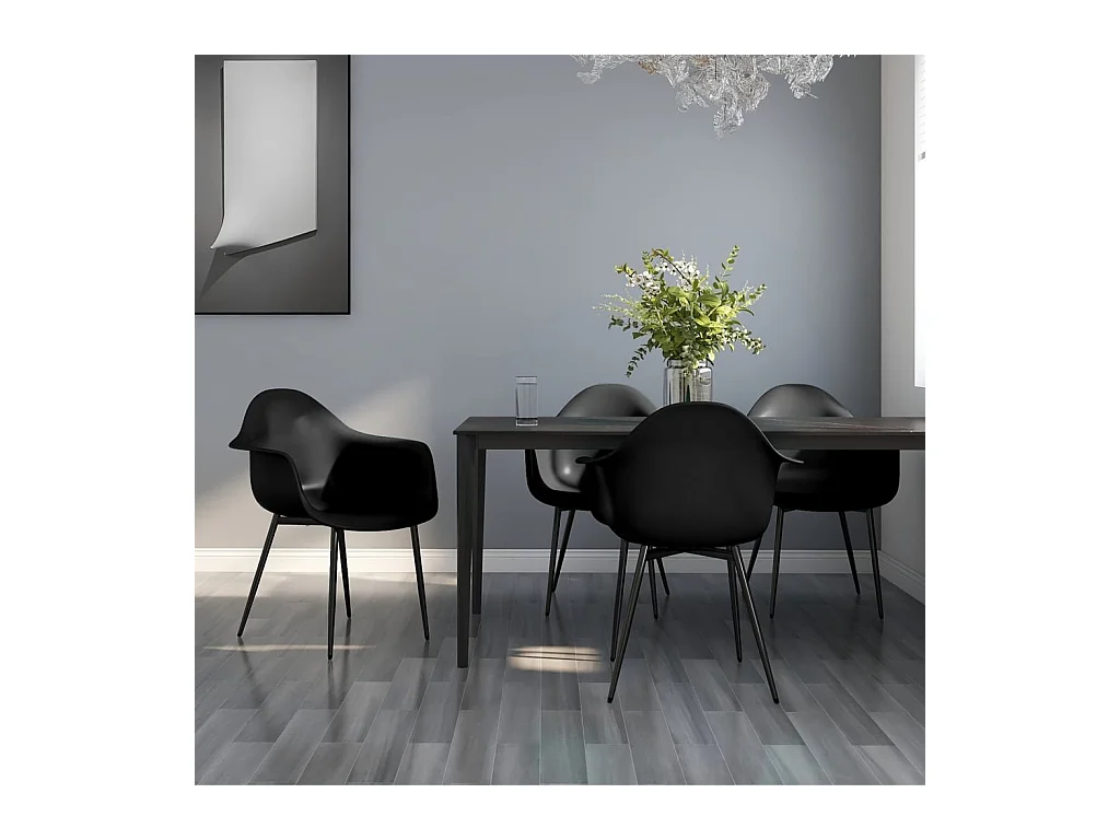 Eetkamerstoelen set van 4 zwart PP