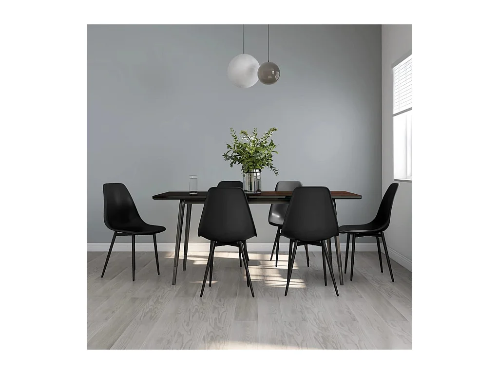 Chaises à manger lot de 6 noir PP