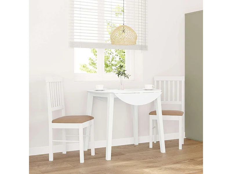 Chaises à manger coussins 2 pcs blanc bois massif caoutchouc