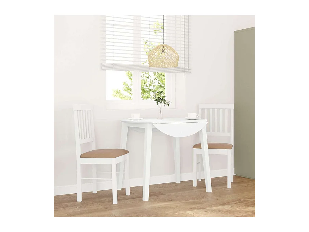 Chaises à manger coussins 2 pcs blanc bois massif caoutchouc