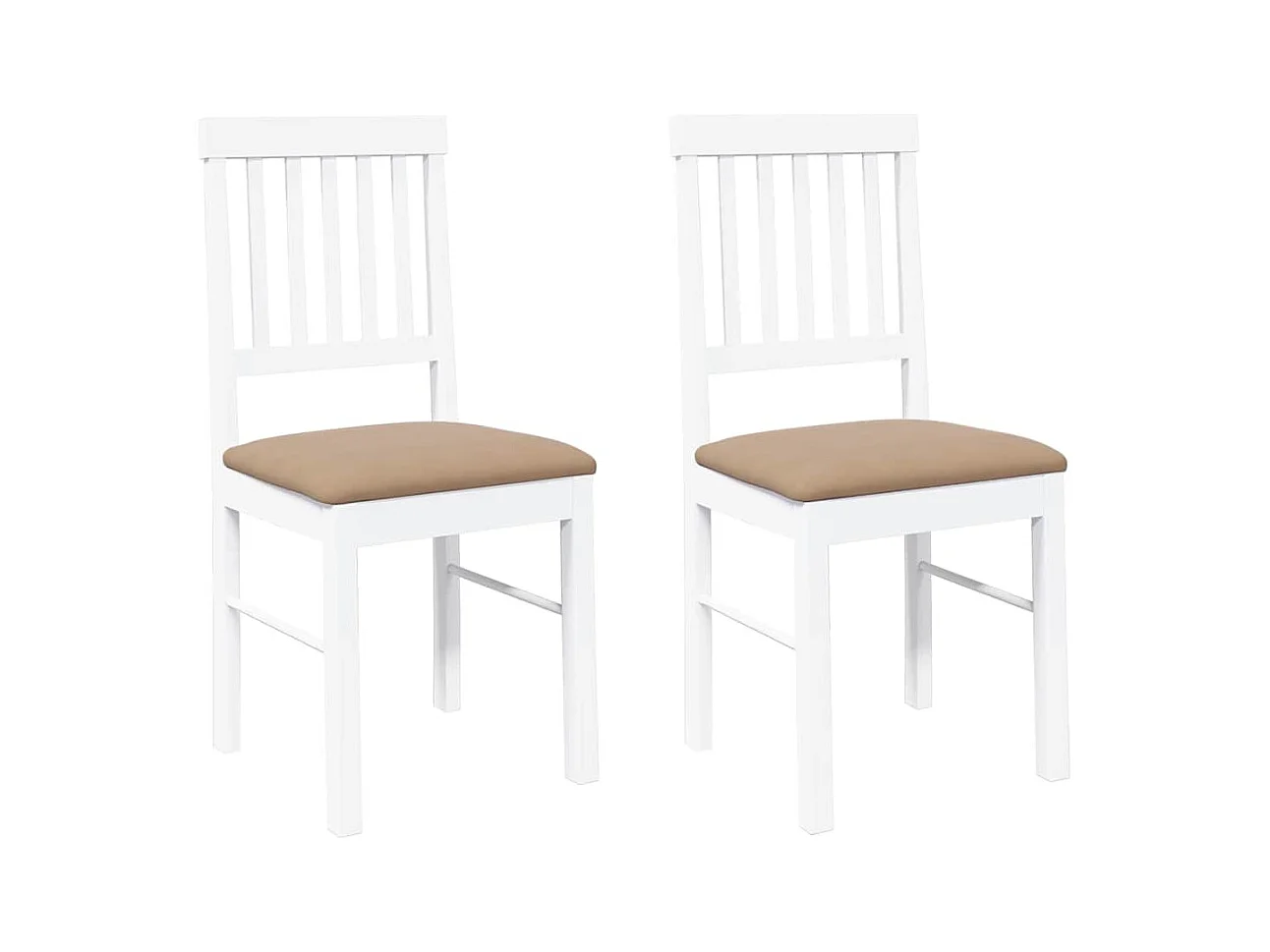 Chaises à manger coussins 2 pcs blanc bois massif caoutchouc