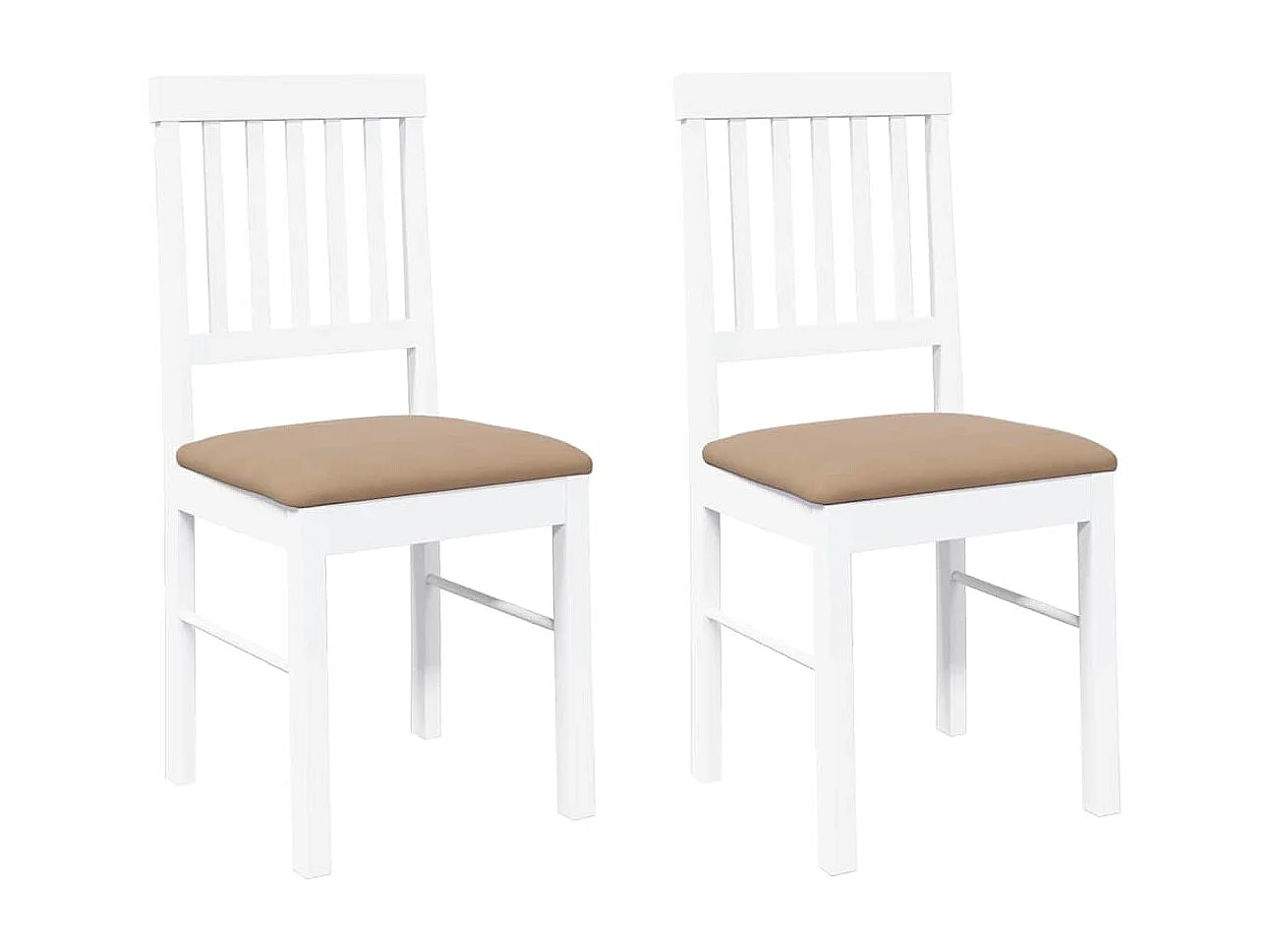 Chaises à manger coussins 2 pcs blanc bois massif caoutchouc