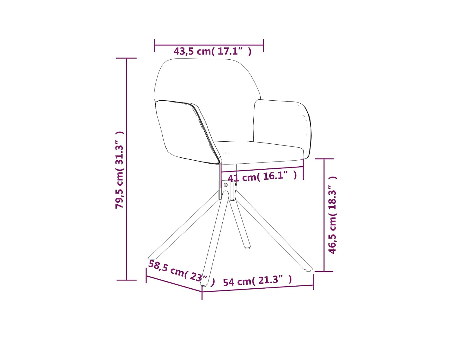 Chaises pivotantes à manger lot de 2 Vert foncé Velours
