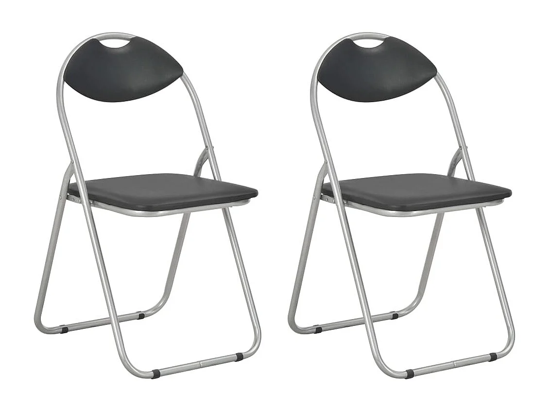 Chaises pliantes à manger lot de 2 noir similicuir