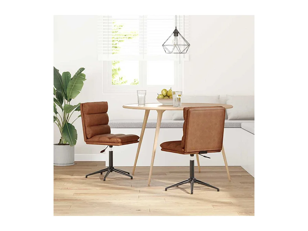 Chaises à manger lot de 2 marron similicuir