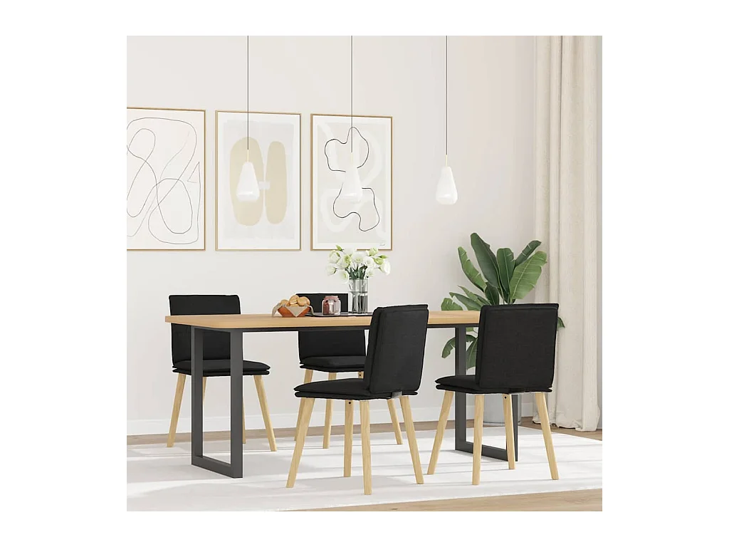 Chaises à manger lot de 4 noir tissu