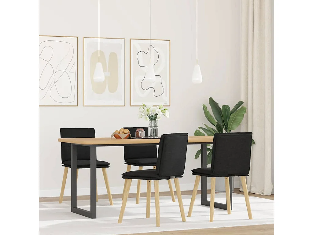 Chaises à manger lot de 4 noir tissu