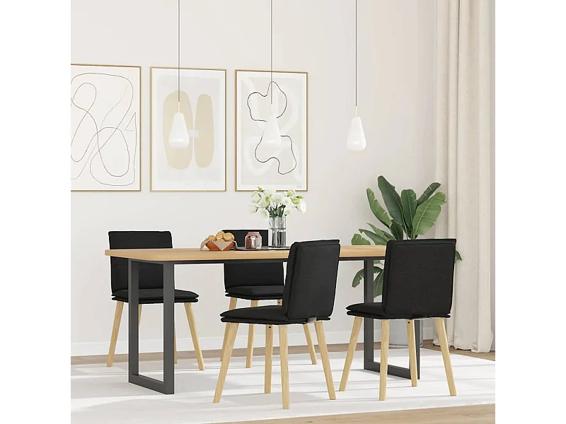 Set di 4 sedie da pranzo in tessuto nero