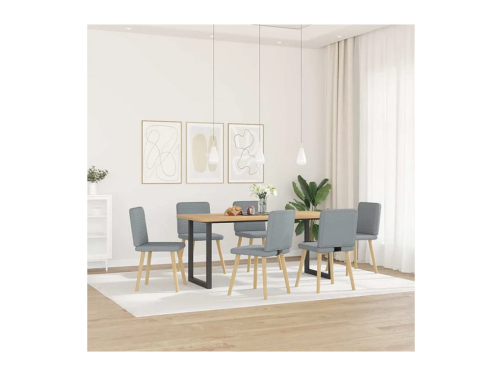 Chaises à manger lot de 6 gris clair tissu