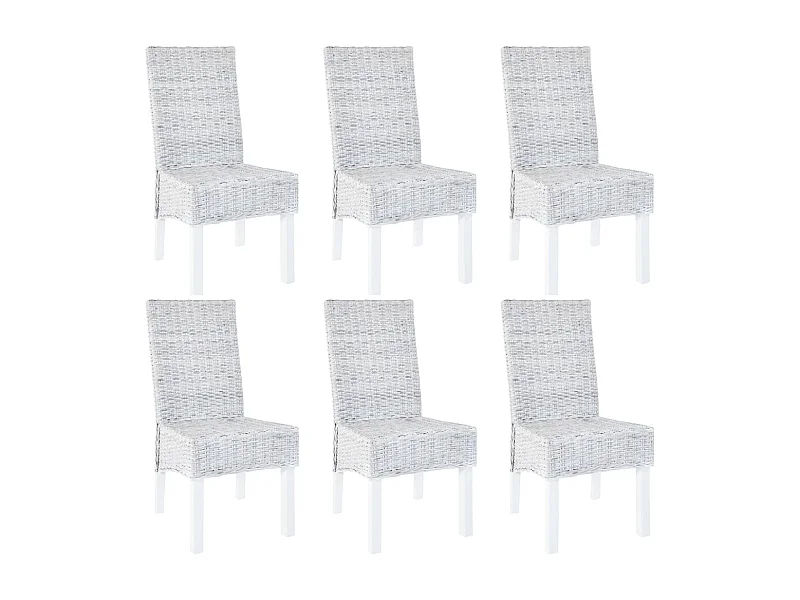 Juego de 6 sillas de comedor de ratán Kubu y madera de mango