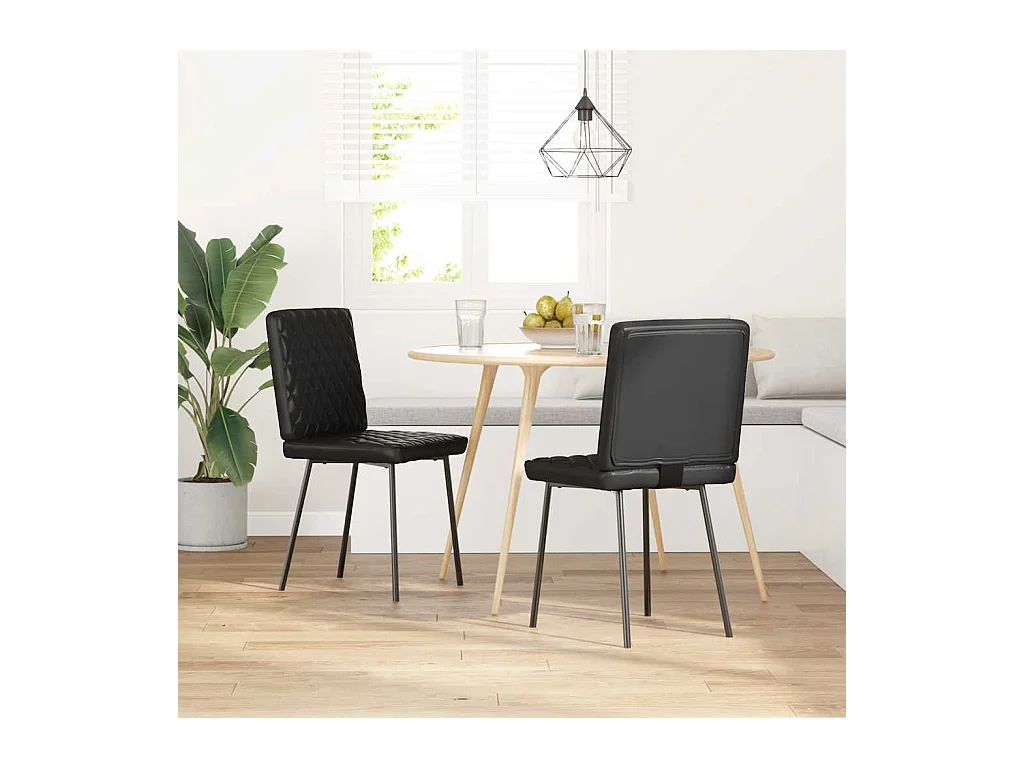 Chaises à manger lot de 2 noir similicuir