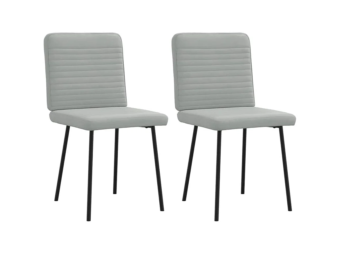 Set di 2 sedie da pranzo in velluto grigio chiaro