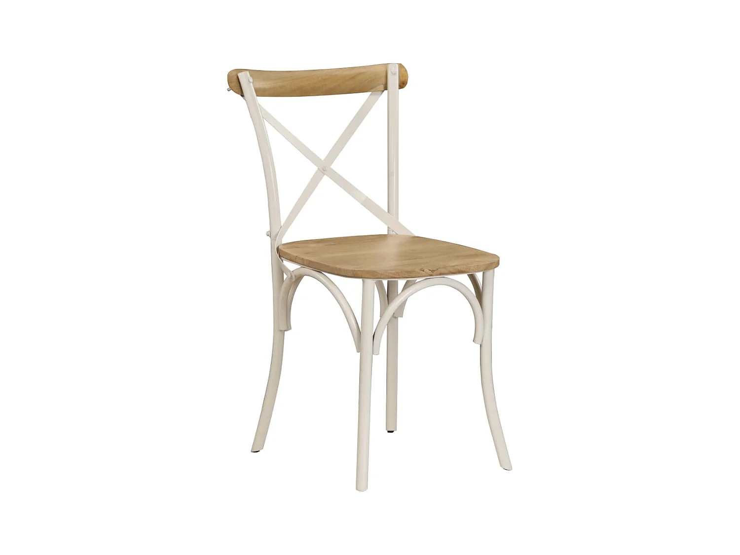 Chaises à dossier croisé lot de 2 blanc bois de manguier solide