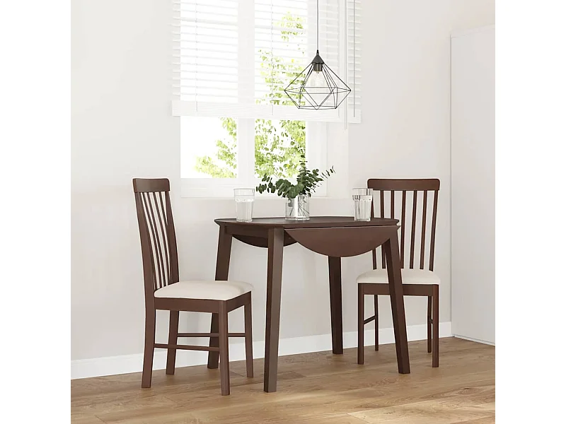 Chaises à manger coussins 2 pcs marron bois massif caoutchouc