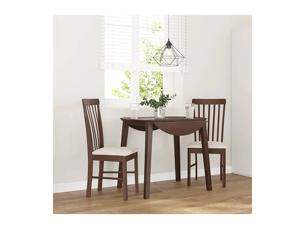 Chaises à manger coussins 2 pcs marron bois massif caoutchouc