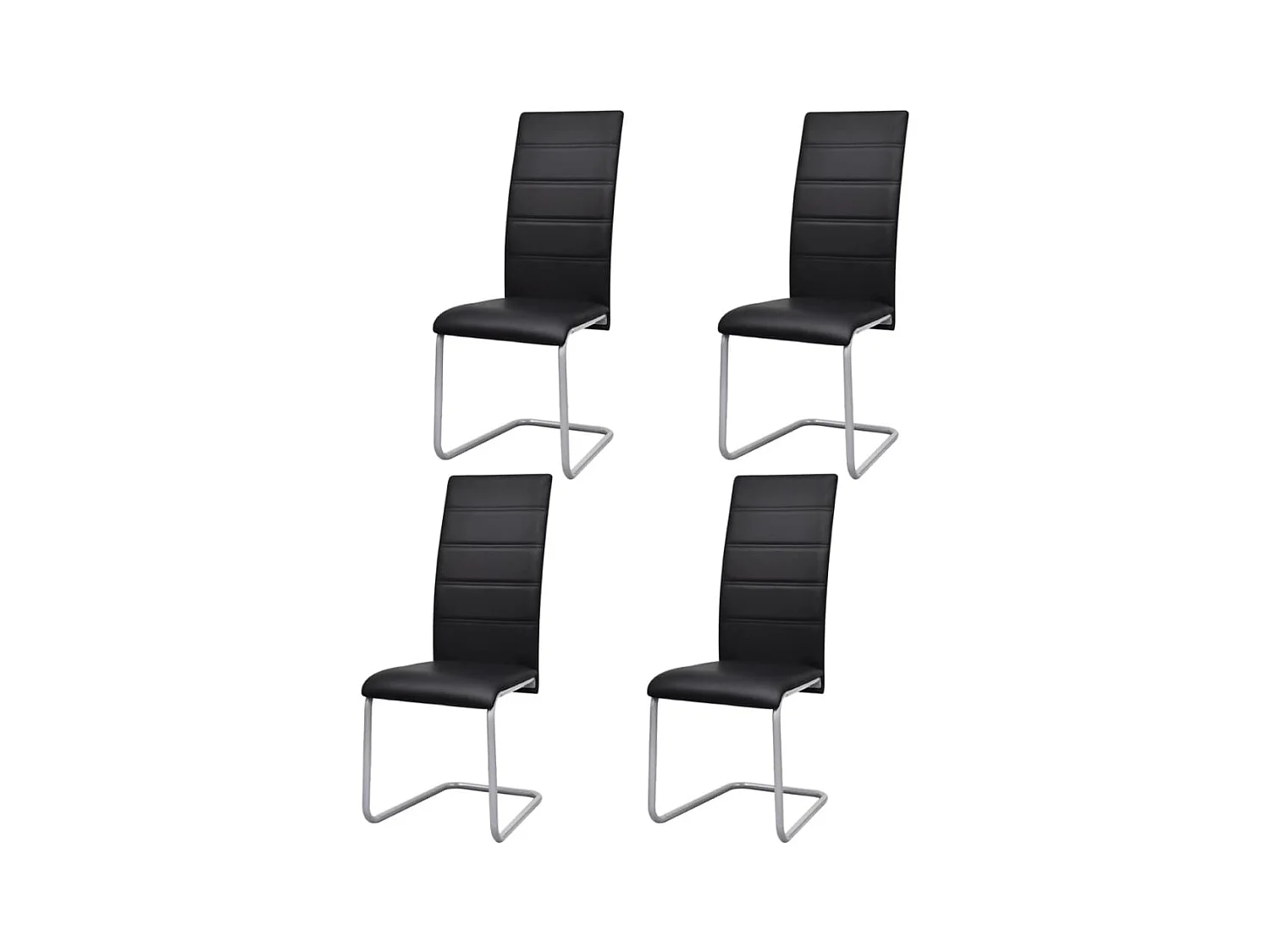 Chaises à manger cantilever lot de 4 noir similicuir