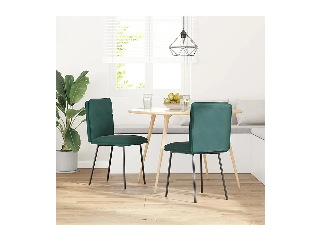 Chaises à manger lot de 2 Vert foncé Velours
