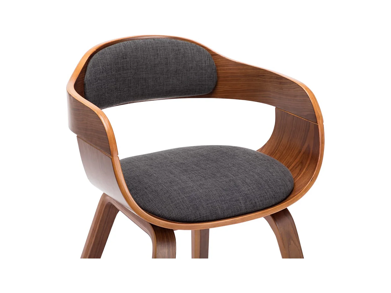 Chaises à manger lot de 4 gris foncé tissu et bois courbé