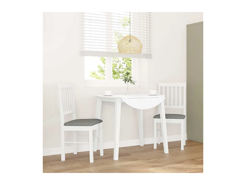 Chaises à manger coussins 2 pcs blanc bois massif caoutchouc