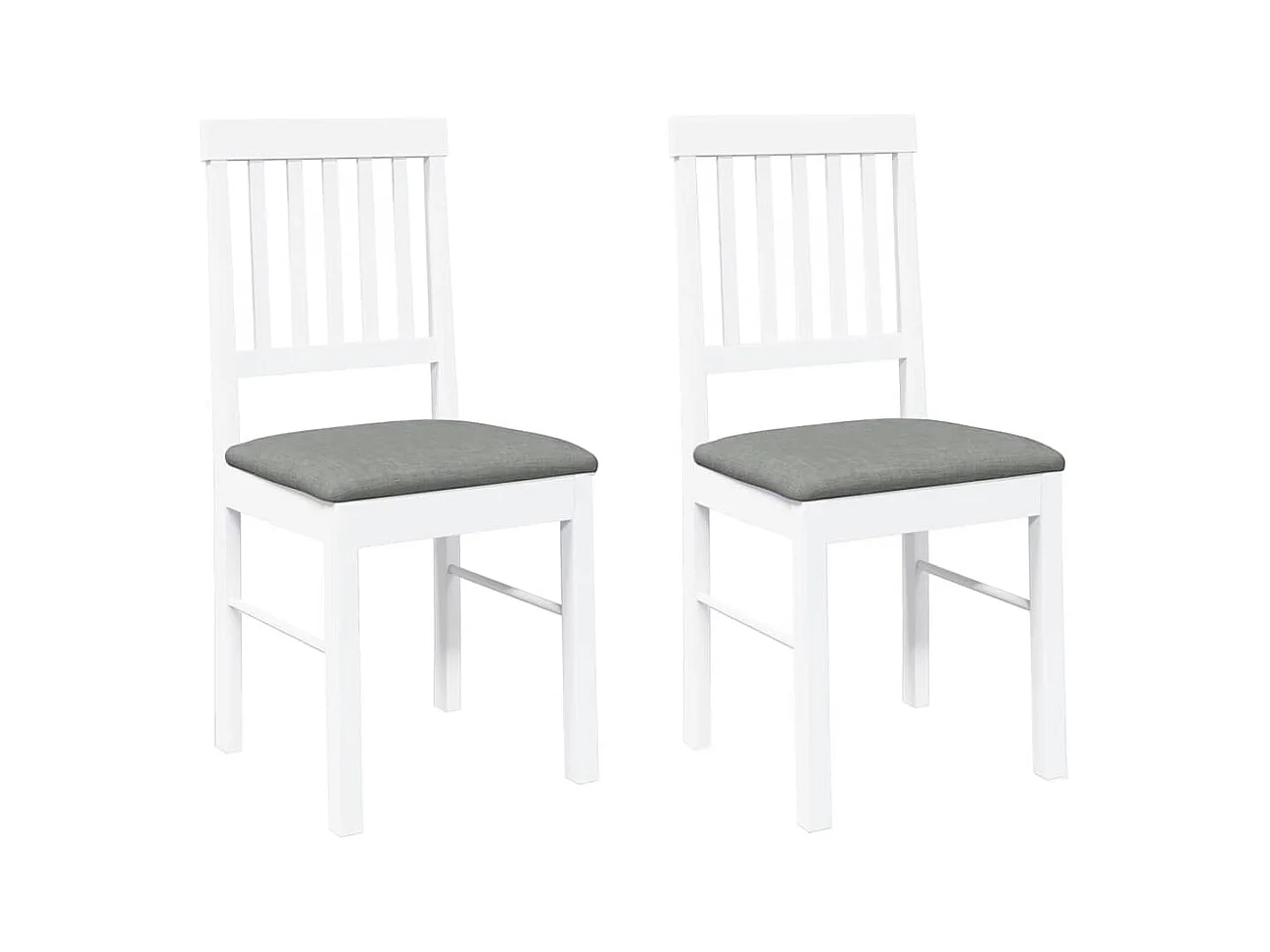 Chaises à manger coussins 2 pcs blanc bois massif caoutchouc