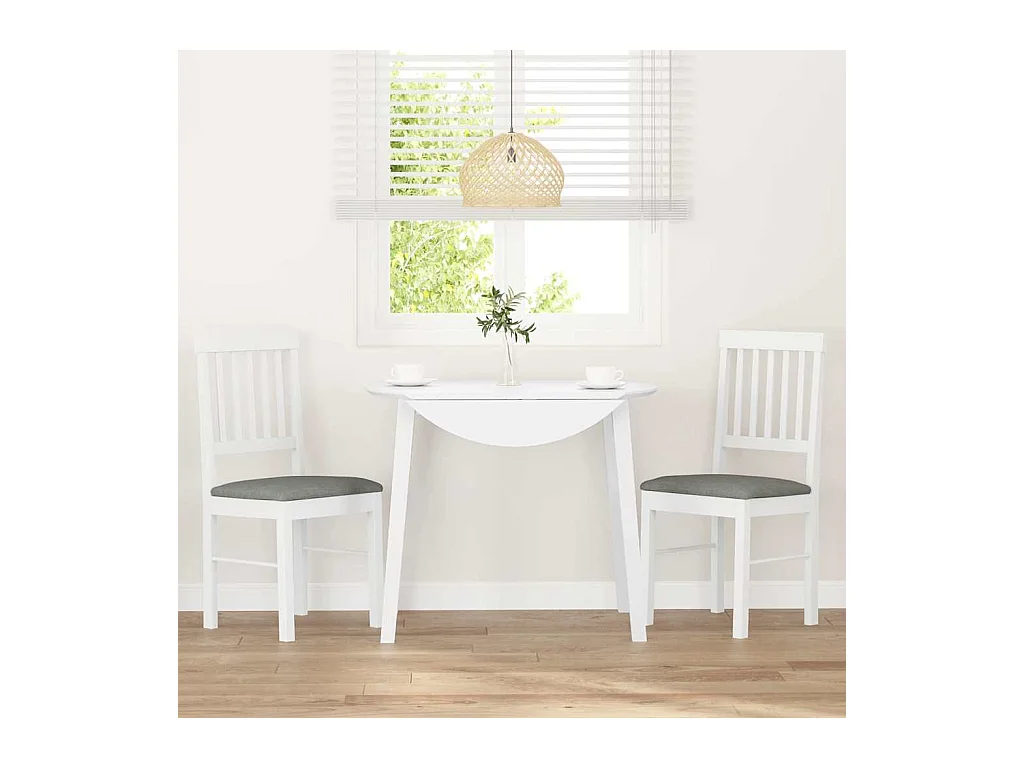 Chaises à manger coussins 2 pcs blanc bois massif caoutchouc