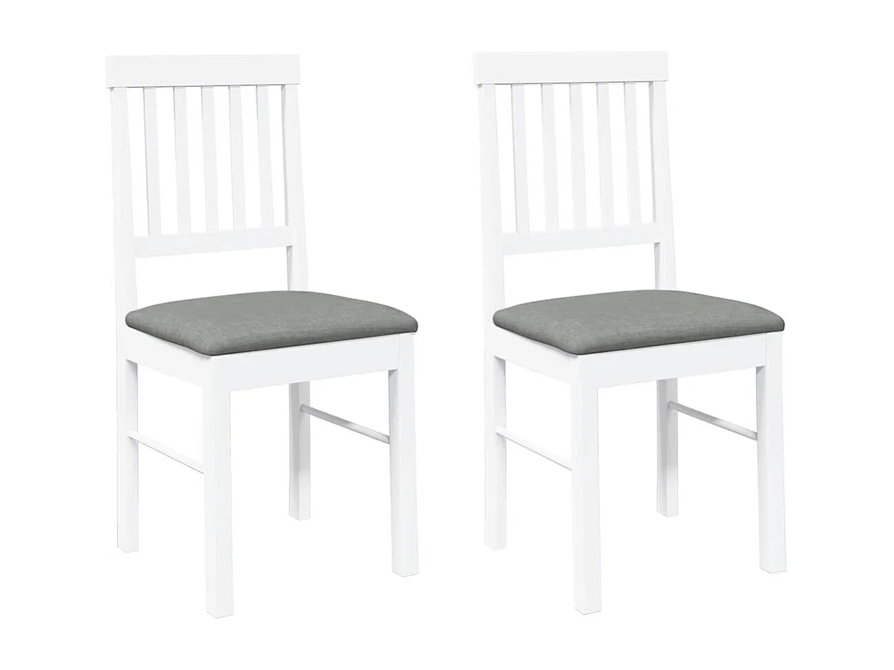 Chaises à manger coussins 2 pcs blanc bois massif caoutchouc