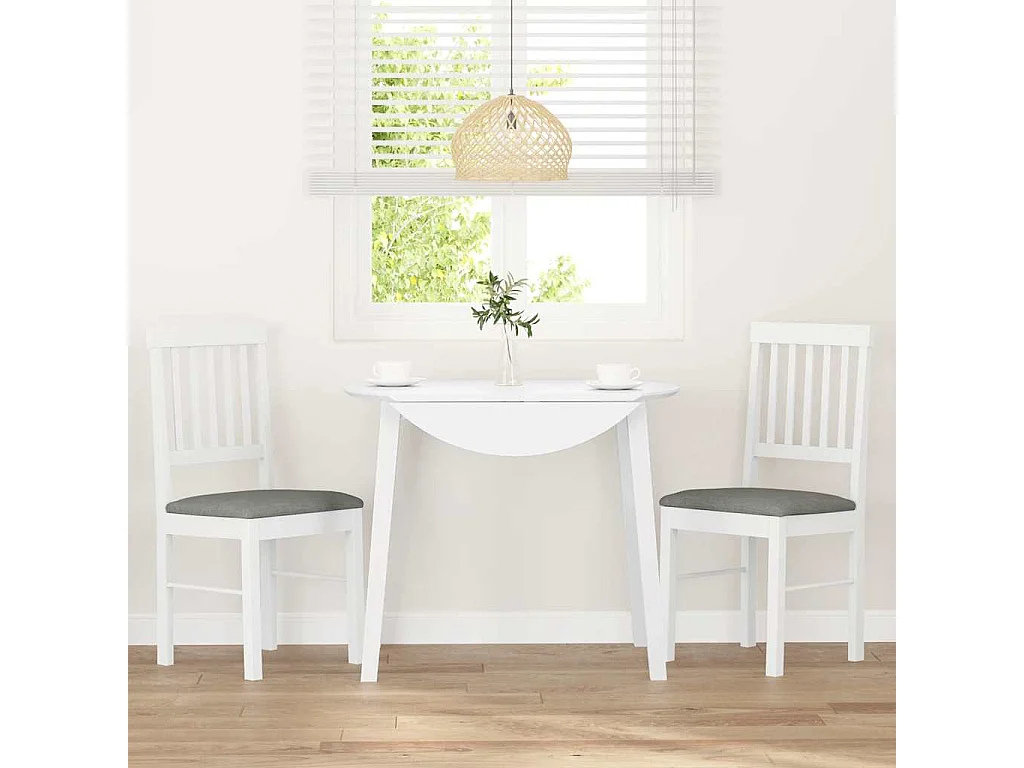 Chaises à manger coussins 2 pcs blanc bois massif caoutchouc