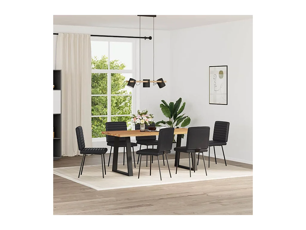 Set di 6 sedie da pranzo in similpelle nera