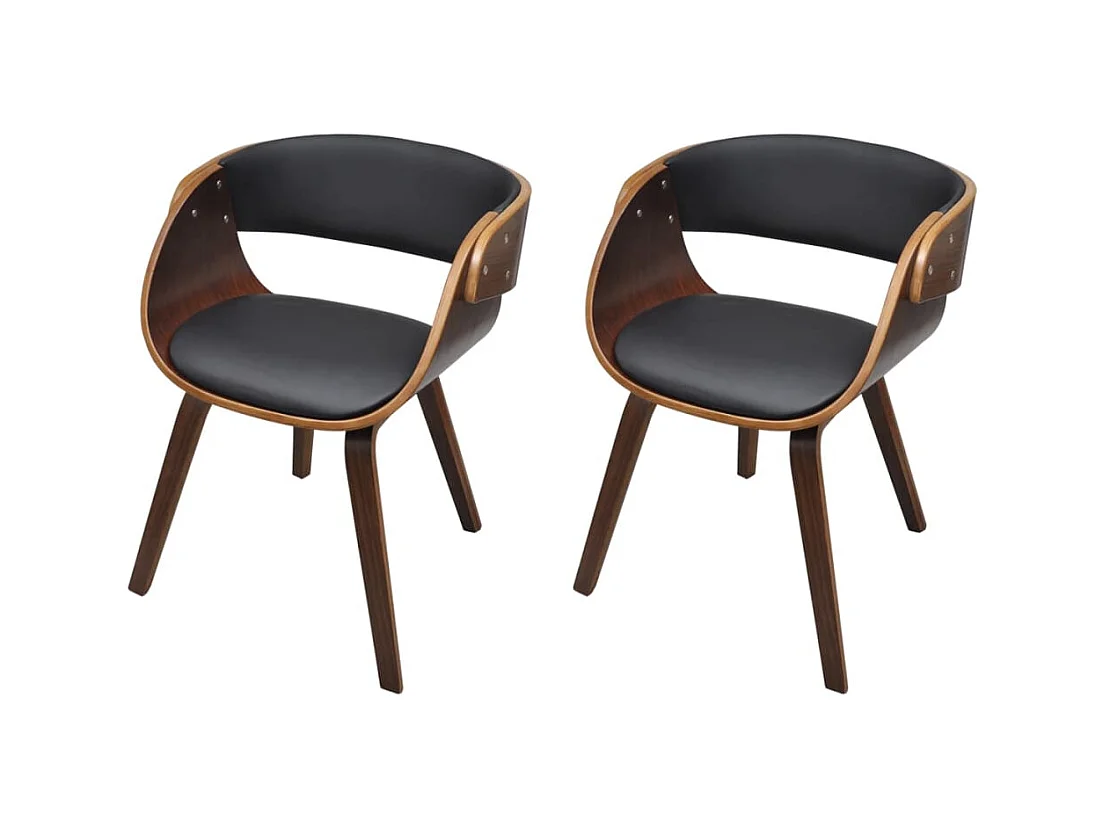 Chaises à manger lot de 2 marron bois courbé et similicuir