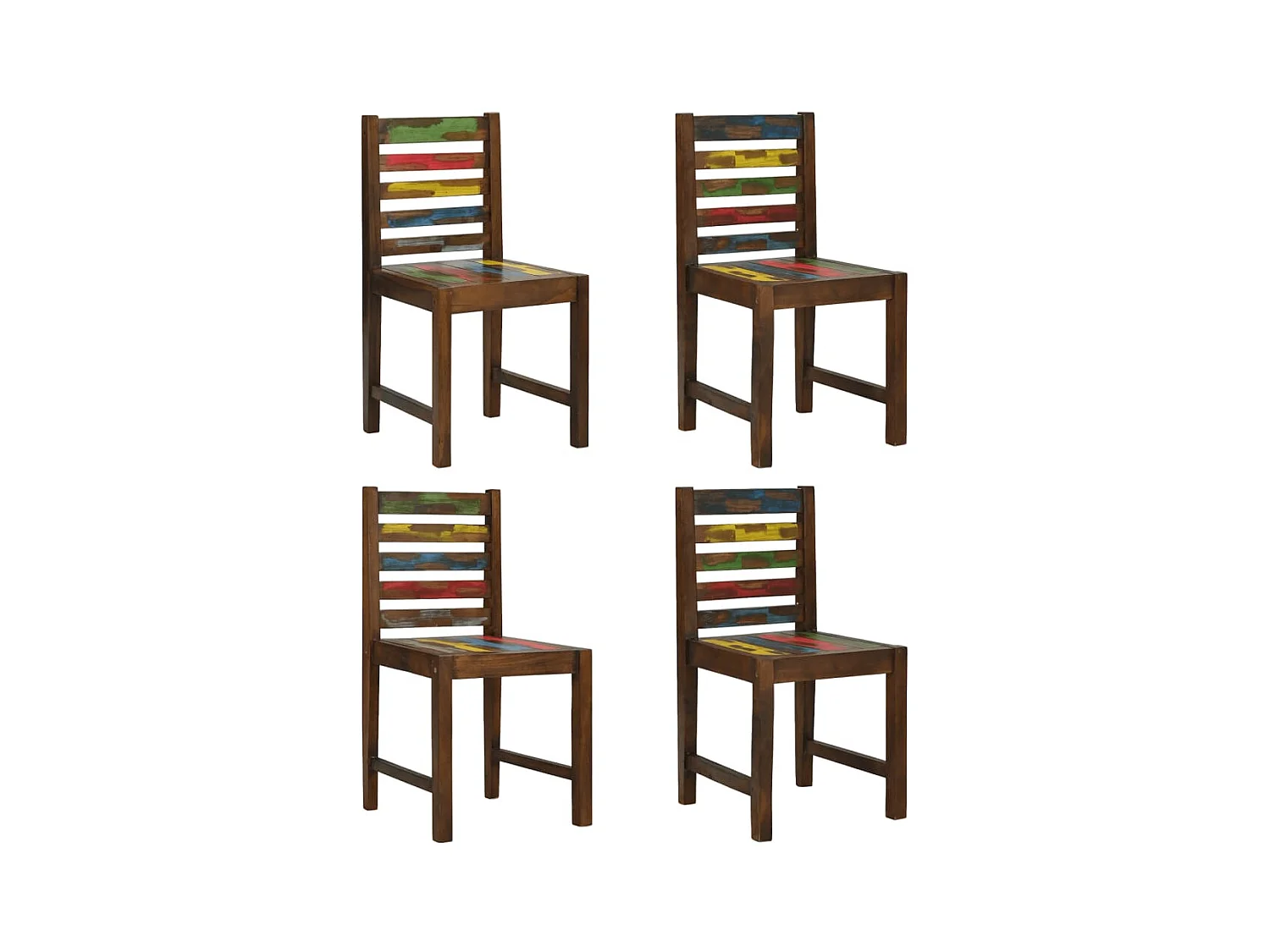 Chaises à manger lot de 4 bois de récupération solide