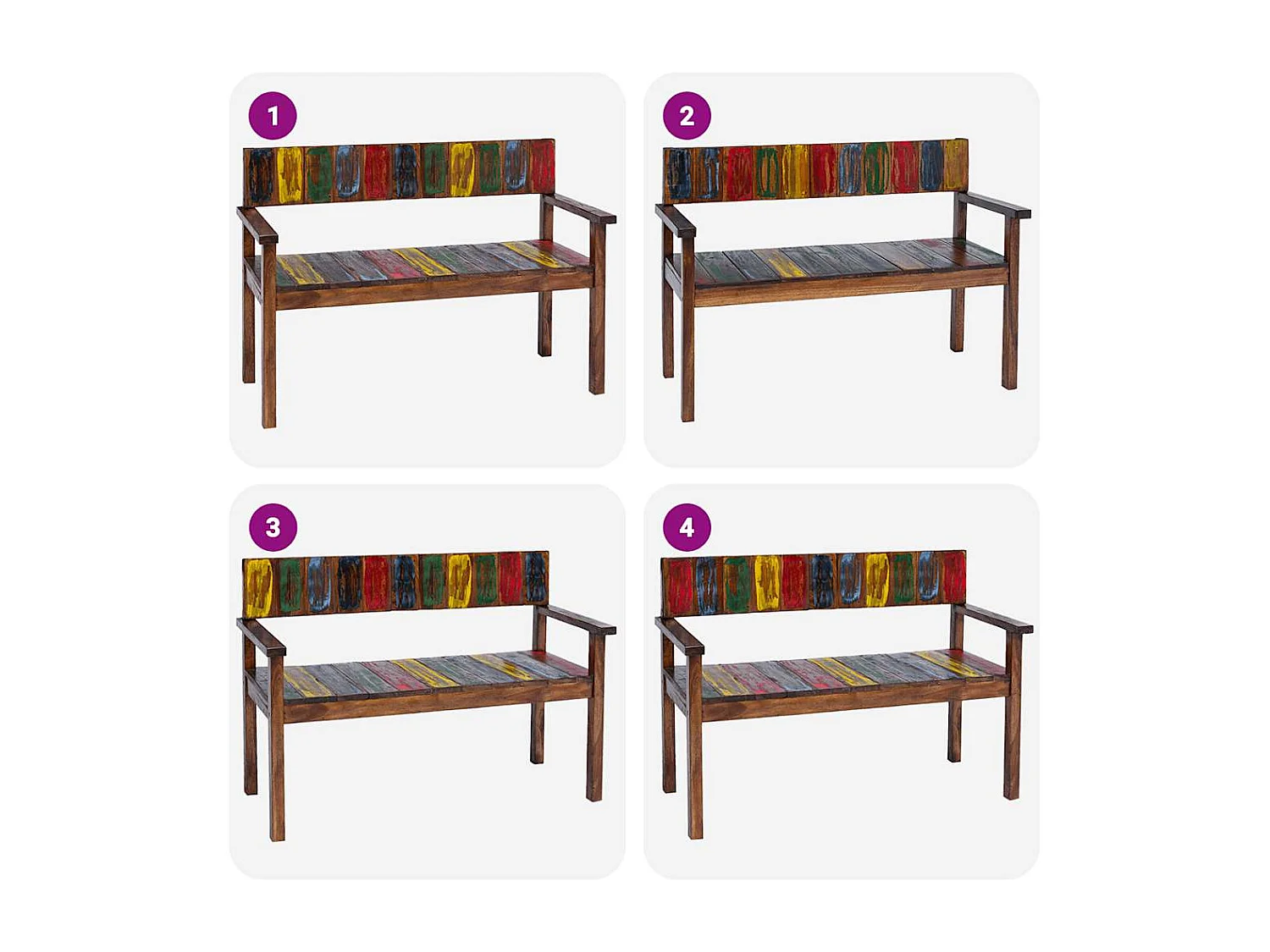 Chaises à manger lot de 4 bois de récupération solide