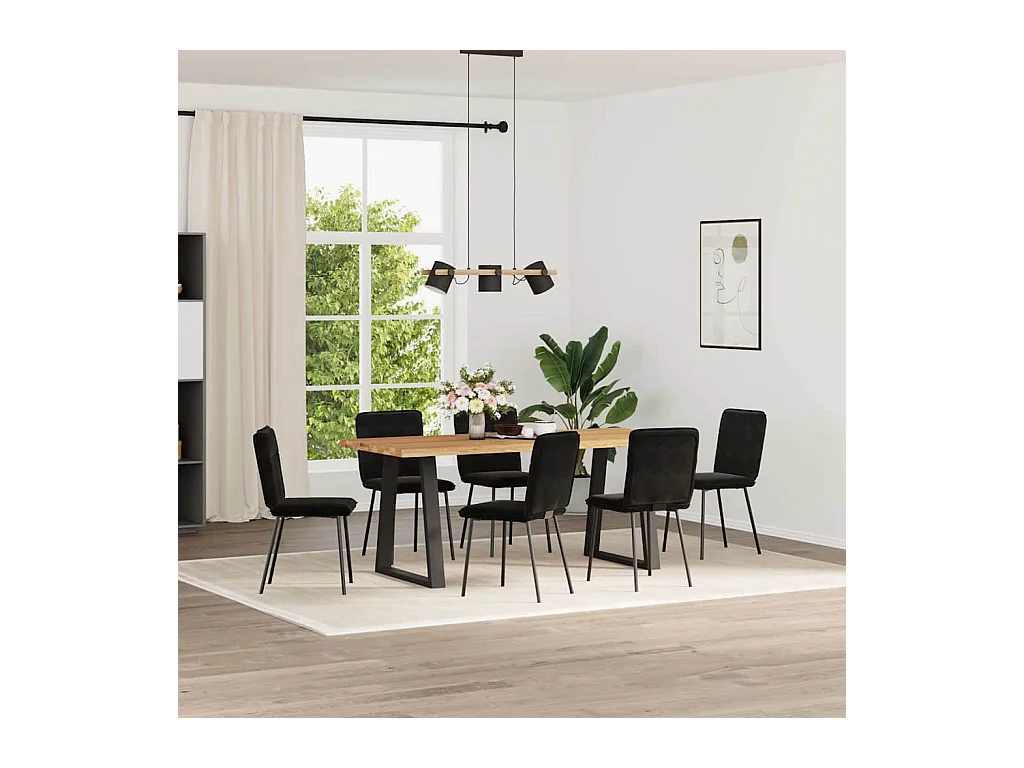 Chaises à manger lot de 6 noir velours