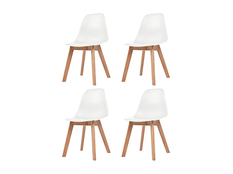 Eetkamerstoelen set van 4 wit kunststof