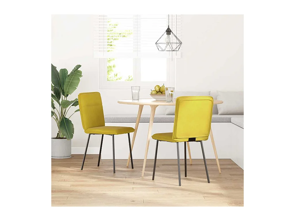 Chaises à manger lot de 2 Jaune Velours