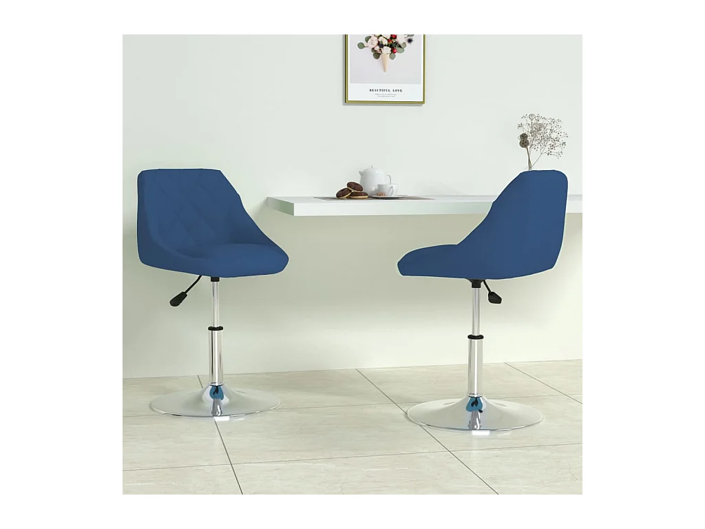 Chaises pivotantes à manger lot de 2 Bleu Velours