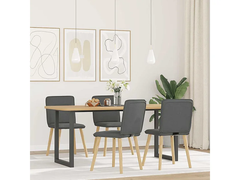 Juego de 4 sillas de comedor de tela gris oscuro