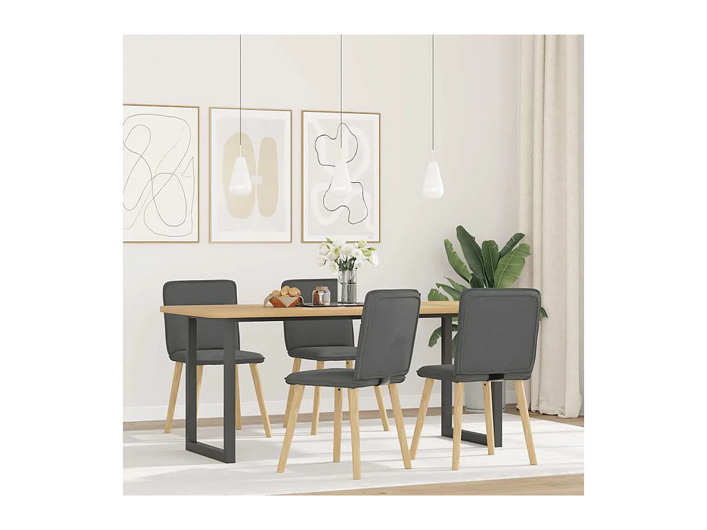Chaises à manger lot de 4 gris foncé tissu