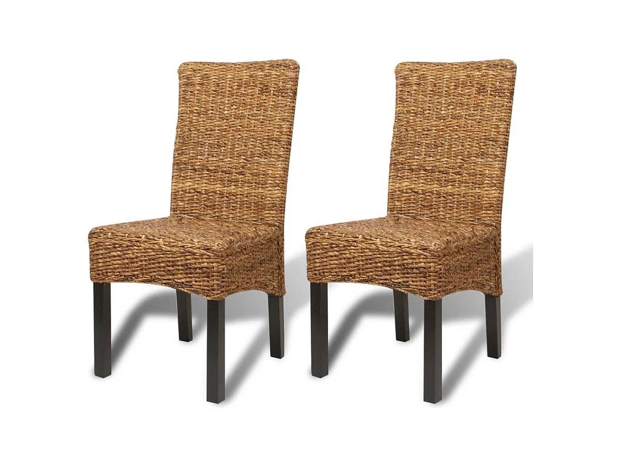 Chaises à manger lot de 2 bois solide de manguier et abaca