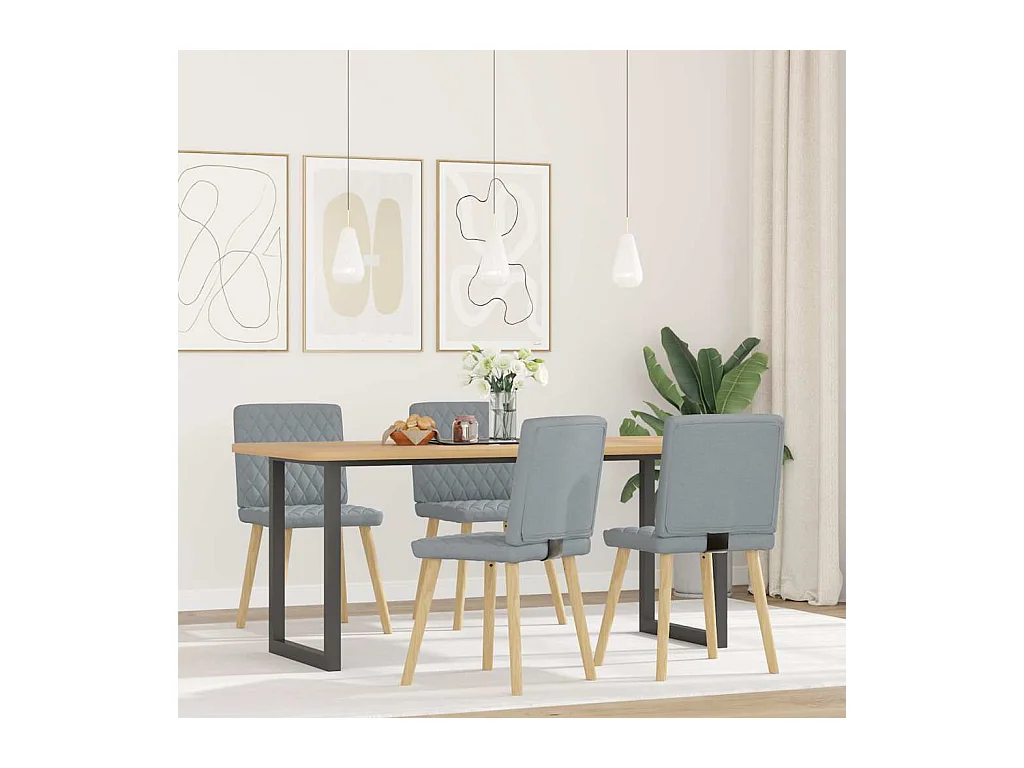 Set di 4 sedie da pranzo in tessuto grigio chiaro
