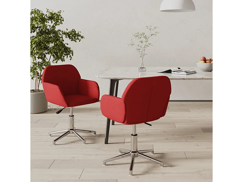 Chaises pivotantes à manger lot de 2 Rouge bordeaux Tissu
