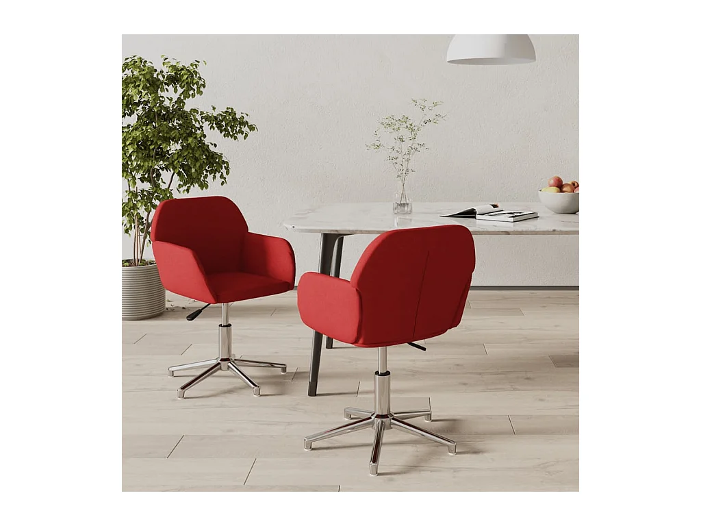 Chaises pivotantes à manger lot de 2 Rouge bordeaux Tissu